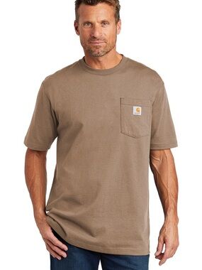 Carhartt Desert Brown Pocket Logo Solid Cotton Knit Men's Crewneck T-Shirt XL